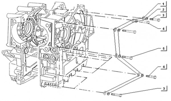 Motor Kurbelgehäuse II - Ape TM 703 Diesel mit Lenkrad 422ccm 4T AC 1997-2004 ATD1T