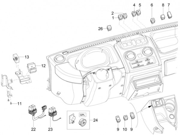 Elektrische Anlage Schalter - Porter Multitech 1300ccm 4T LC 2015- ZAPS90PGW