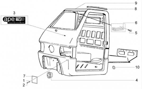 Fahrgestell Fahrgestell - Ape TM 703 Diesel mit Lenkrad 422ccm 4T AC 2005-2010 ZAPT10000