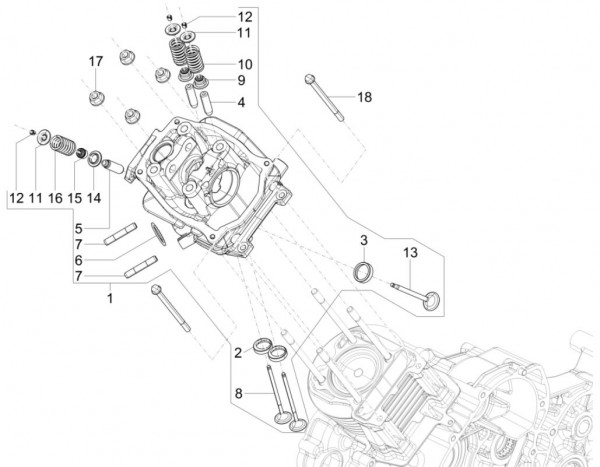 Motor Zylinderkopf - Calessino 200ccm 4T 3V AC 2013- ZAPT42PMC