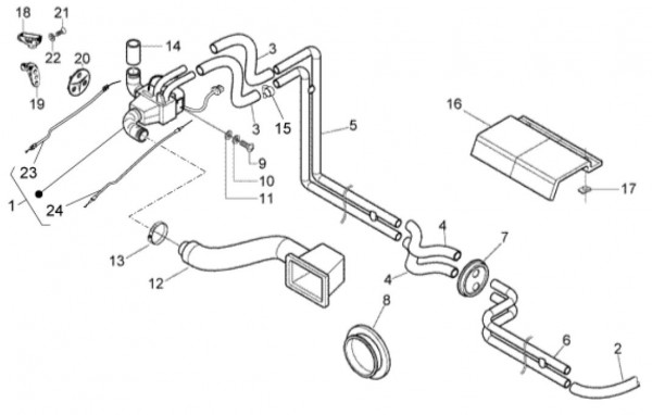 Fahrgestell Heizung - Ape TM 703 Diesel mit Lenker 422ccm 4T AC 2005-2010 ZAPT10000