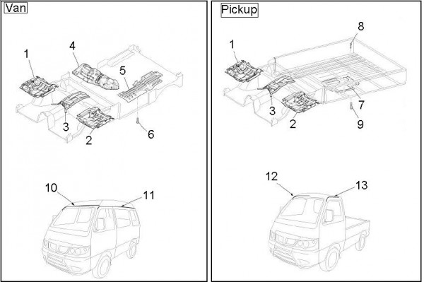Fahrgestell Zierleisten - Porter D120 Diesel 1300ccm 4T LC 2011- ZAPS90CK