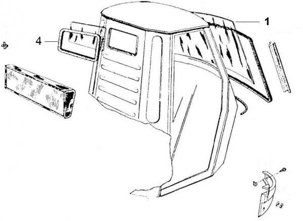 Fahrgestell Wetterschutzscheibe - Ape TM 50ccm 2T AC 1985- TL4T