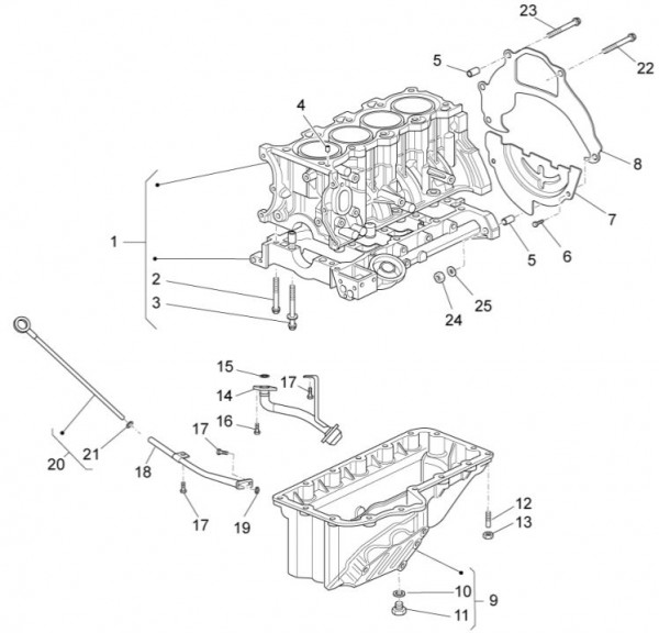 Motor Zylinderblock - Porter Multitech 1300ccm 4T LC 2013- ZAPS90VJ