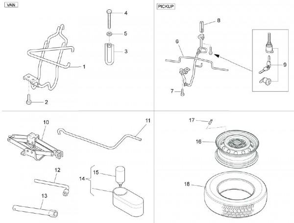 Radaufhängung Ersatzrad - Porter Multitech 1300ccm 4T LC 2010- ZAPS90VJ