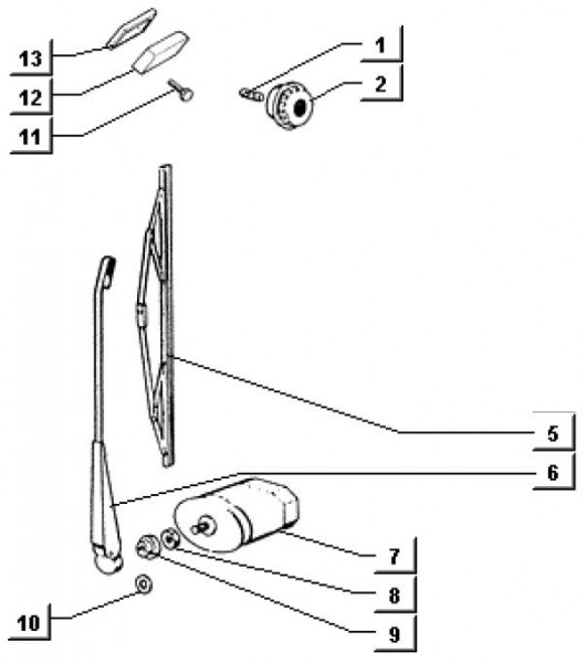 Elektrische Anlage Scheibenwischer - Ape TM 703 Diesel mit Lenkrad 422ccm 4T AC 1997-2004 ATD1 00001