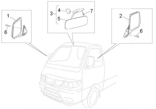 Lenker Rückspiegel - Porter D120 Diesel 1300ccm 4T LC 2011- ZAPS90CK