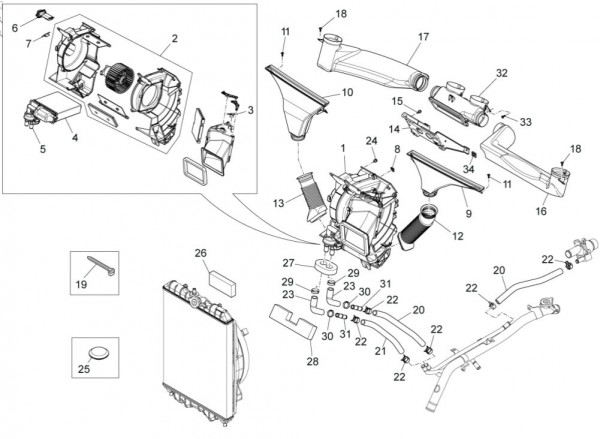 Fahrgestell Heizung - Porter Multitech 1300ccm 4T LC 2014- ZAPS90VJ
