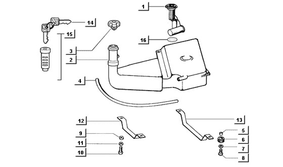 Fahrgestell Benzintank - Ape Mix 50ccm 2T AC 1998-2008 ZAPC80000