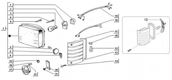 Elektrische Anlage Scheinwerfer - Ape TM 703 mit Lenkrad 220ccm 2T AC 1997-1999 ZAPT10000