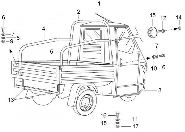 Fahrgestell Schutzbügel Ape Cross - Ape Mix 50ccm 2T AC 2009- ZAPC80000