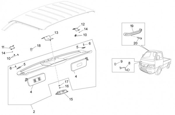 Fahrgestell Kabinenbauteile - Porter Multitech 1300ccm 4T LC 2017- ZAPS90PGW