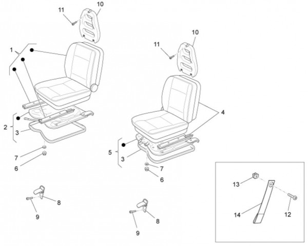 Fahrgestell Sitz vorn - Porter Maxxi Multitech 1300ccm 4T LC 2014- ZAPS90DJ
