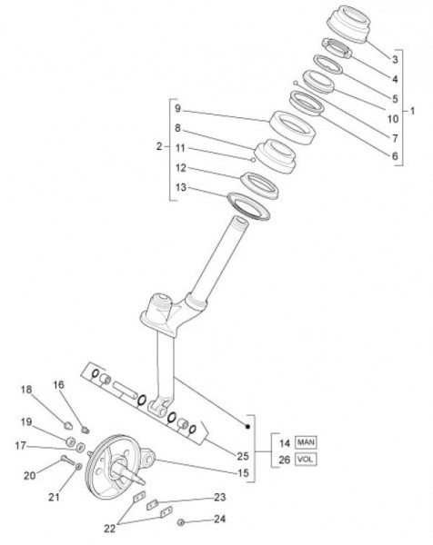 Radaufhängung Vorderradgabel - Ape TM 703 mit Lenkrad 220ccm 2T AC 2008-2016 ZAPT10000