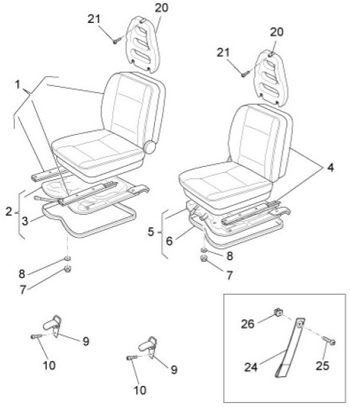 Fahrgestell Sitz vorn - Porter Multitech 1300ccm 4T LC 2013- ZAPS90TJ