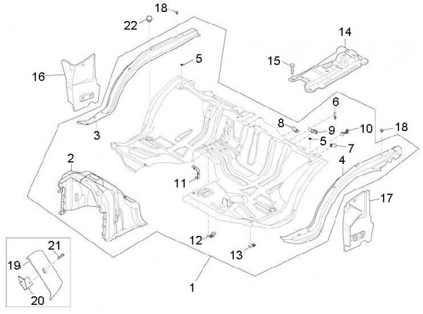 Fahrgestell Bodenpaneel vorn - Porter D120 Diesel 1300ccm 4T LC 2011- ZAPS90TK