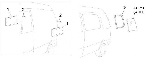 Fahrgestell Seitenfenster hinten - Porter D120 Diesel 1300ccm 4T LC 2011- ZAPS90TK