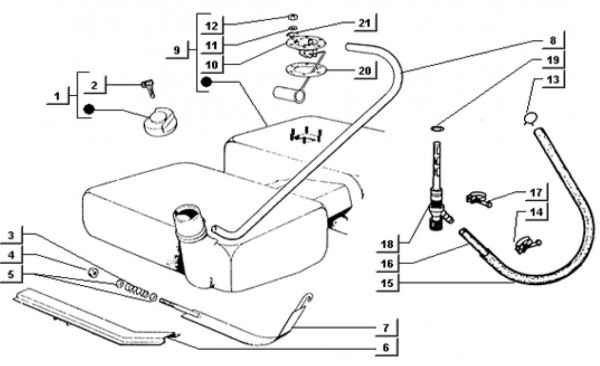 Fahrgestell Benzintank - Ape TM 703 mit Lenker 218ccm 2T AC 1997-1999 ATM2 00001001