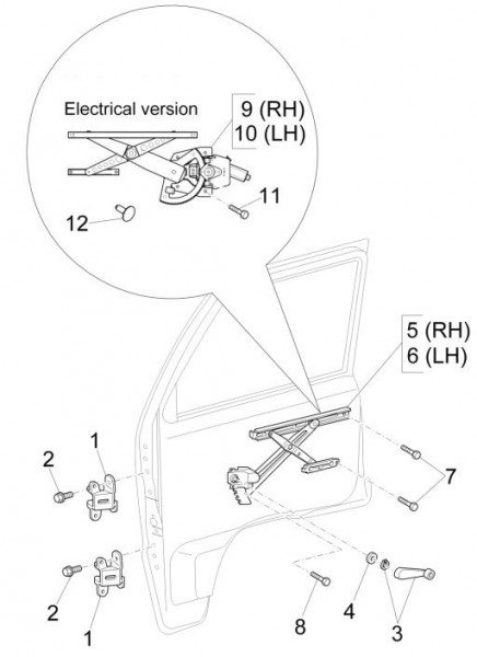 Fahrgestell Fensterheber - Porter Multitech 1300ccm 4T LC 2017- ZAPS90PGW