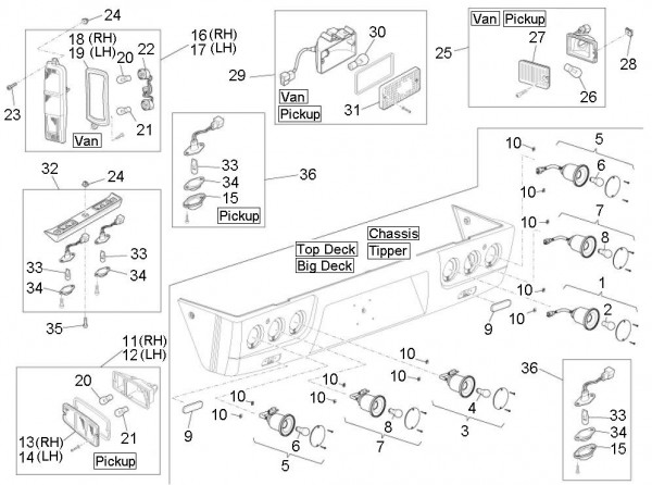 Elektrische Anlage Rücklicht - Porter D120 Diesel 1300ccm 4T LC 2011- ZAPS90TK