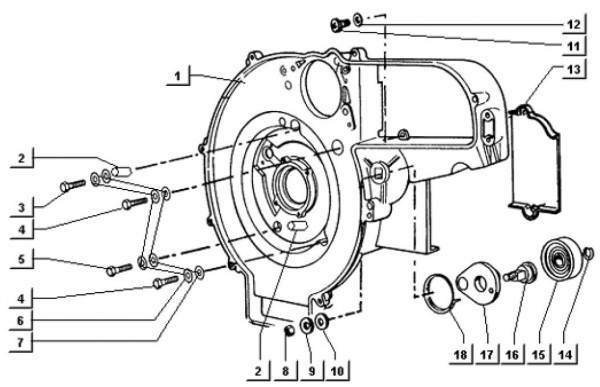 Motor Gebläsegehäuse - Ape TM 703 Diesel mit Lenkrad 422ccm 4T AC 1997-2004 ATD1T