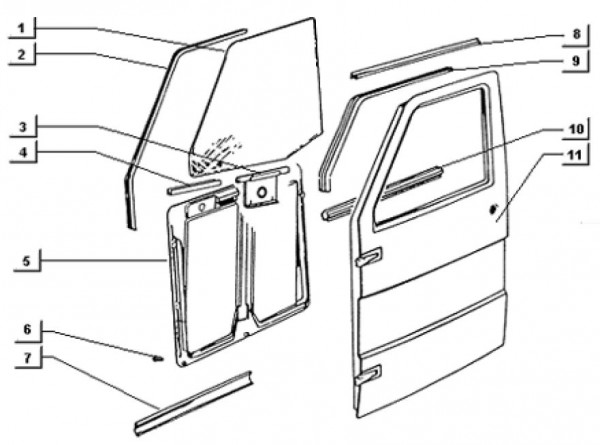 Fahrgestell Türbauteile vorn - Ape TM 703 Diesel mit Lenker 422ccm 4T AC 1997-2004 ATD1T