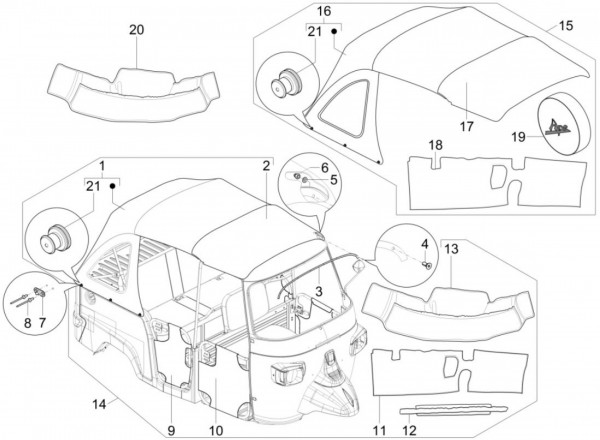 Türverkleidung für Piaggio APE Calessino, rechts