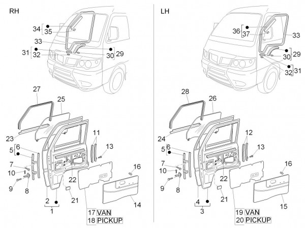 Fahrgestell Türen vorn - Porter D120 Diesel 1300ccm 4T LC 2013- ZAPS90CK