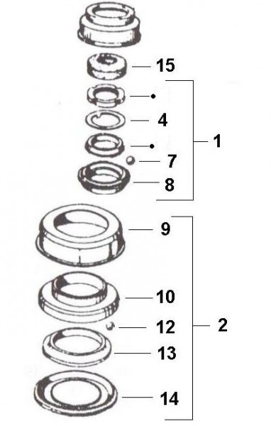 Radaufhängung Steuerlagersatz - Ape 190ccm 2T AC 1970- MPV1T