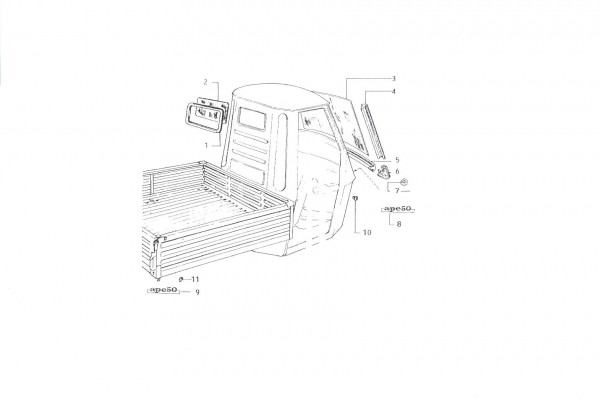 Fahrgestell Wetterschutzscheibe - Ape 50ccm 2T AC 1989- TL6T