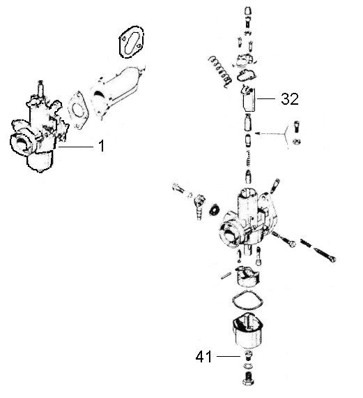 Motor Vergaser - Vespa Car 175ccm 2T AC 1980- MPP1T