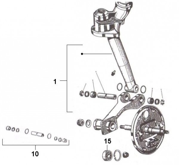 Radaufhängung Steuerrohr - Ape Car 220ccm 2T AC 1985- AF4T