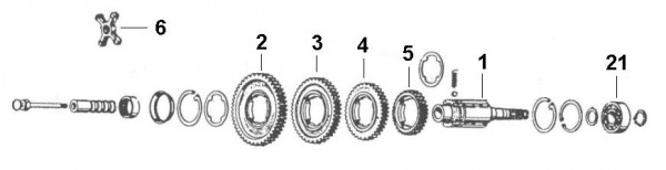 Motor Getriebe - Ape 190ccm 2T AC 1970- MPV1T