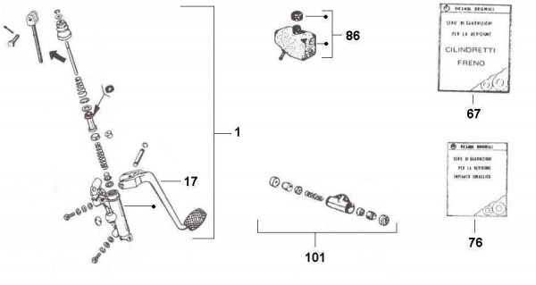 Bowdenzüge Fußbremspedal - Ape 220ccm 2T AC 1978-1983 MPM2T