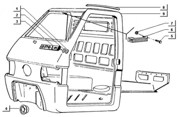 Fahrgestell Fahrgestell - Ape TM 703 mit Lenker 220ccm 2T AC 2000-2007 ATM3T