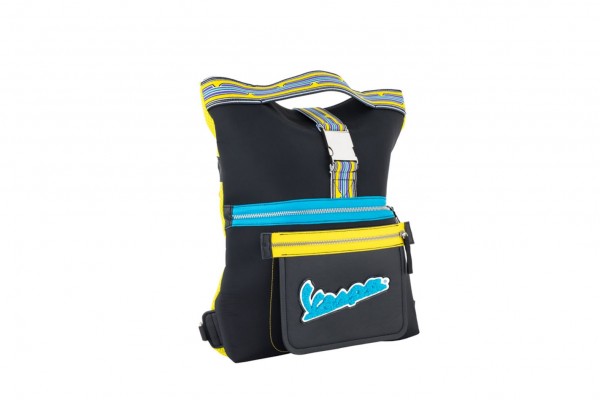 Vespa Rucksack, schwarz, gelb, blau