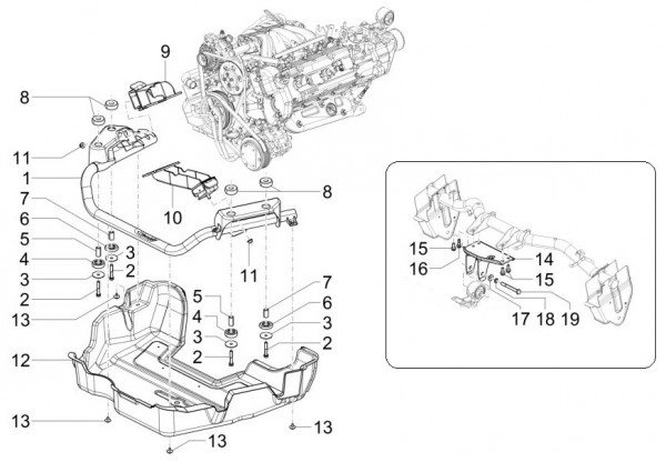 Fahrgestell Motorhalterungen - Porter Multitech 1300ccm 4T LC 2017- ZAPS90PGW