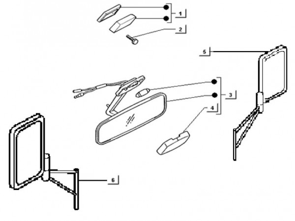 Fahrgestell Rückspiegel - Ape TM 703 mit Lenkrad 218ccm 2T AC 1997-1999 ATM2 00001001