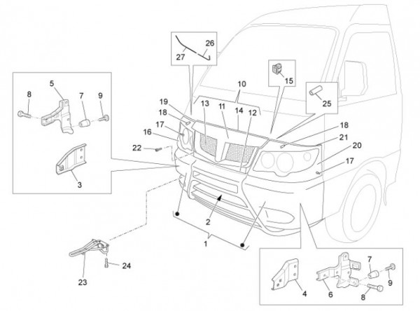 Fahrgestell Verkleidungen vorn - Porter Maxxi D120 Diesel 1200ccm 4T LC 2013- ZAPS90RK