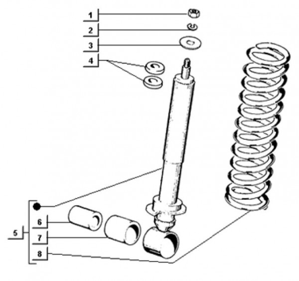 Radaufhängung Stoßdämpfer vorn - Ape TM 703 mit Lenker 220ccm 2T AC 1997-1999 ZAPT10000