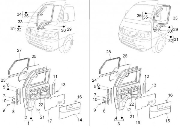 Fahrgestell Türen vorn - Porter D120 Diesel 1300ccm 4T LC 2015- ZAPS90CK