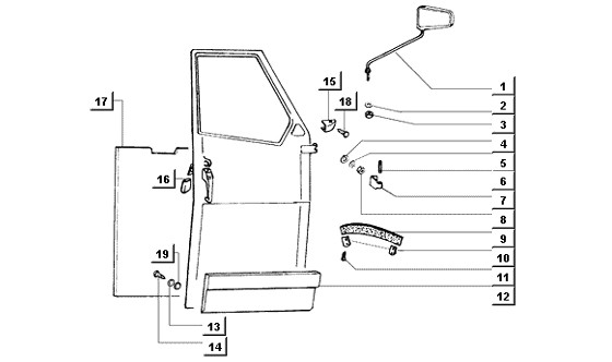 Fahrgestell Türbauteile vorn - Ape Mix 50ccm 2T AC 1998-2008 ZAPC80000