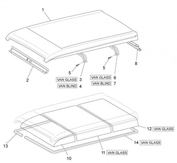 Fahrgestell Dachpaneel - Porter Multitech 1300ccm 4T LC 2014- ZAPS90VJ