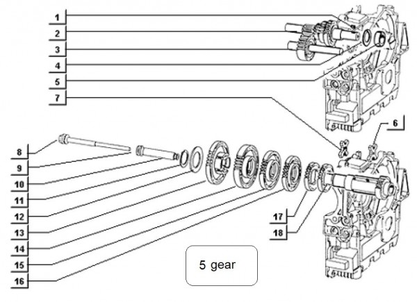 Motor Schaltgetriebe II - Ape TM 703 Diesel mit Lenkrad 422ccm 4T AC 1997-2004 ZAPT10000