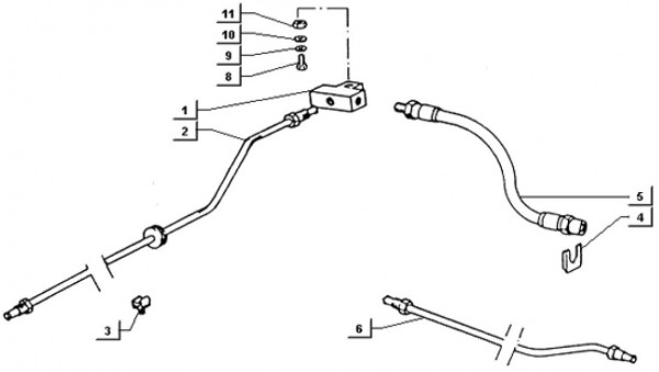 Radaufhängung Bremsleitungen hinten - Ape TM 703 Diesel mit Lenkrad 422ccm 4T AC 1997-2004 ATD2T
