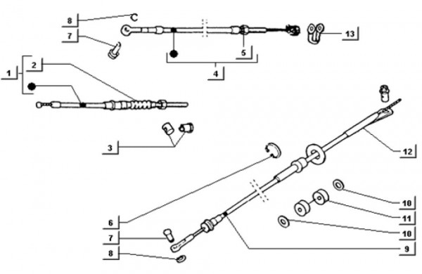 Bowdenzüge Bowdenzüge - Ape TM 703 mit Lenker 220ccm 2T AC 1997-1999 ZAPT10000