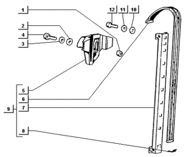 Fahrgestell Fensterheber - Ape TM 703 Diesel mit Lenker 422ccm 4T AC 2000-2004 ZAPT10000