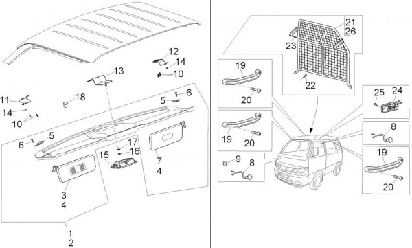 Fahrgestell Kabinenbauteile - Porter D120 Diesel 1300ccm 4T LC 2015- ZAPS90VK