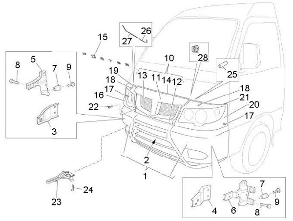 Fahrgestell Verkleidungen vorn - Porter D120 Diesel 1300ccm 4T LC 2011- ZAPS90TK
