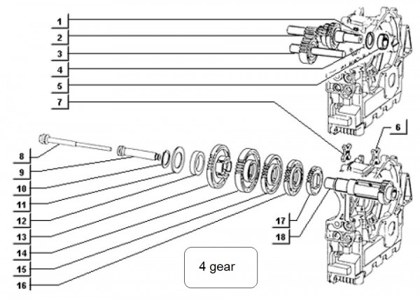 Motor Schaltgetriebe - Ape TM 703 Diesel mit Lenkrad 422ccm 4T AC 1997-2004 ZAPT10000